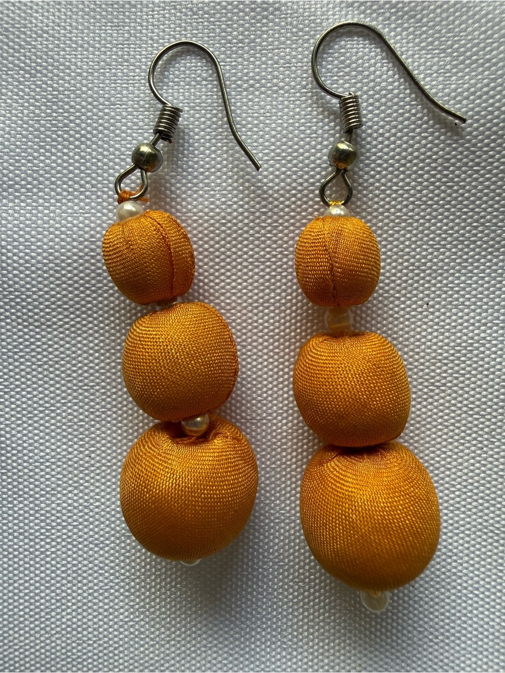 Vintage Orange Satin Ball Earrings